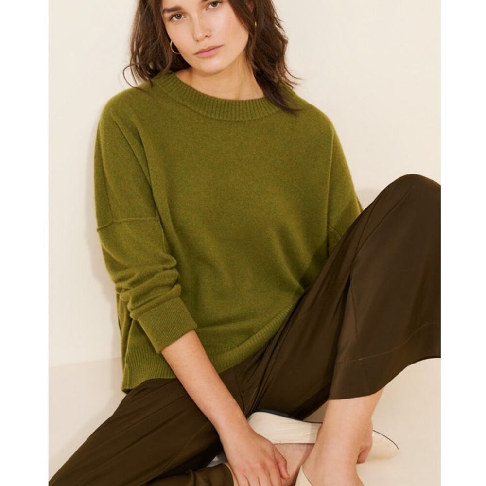 Free People Mila Cashmere Pullover Moss Green XL Cozy Comfortable Oversized
